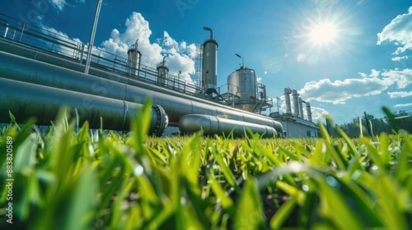 Obraz Pipeline system in green field energy transportation industrial engineering environmental impact sustainability