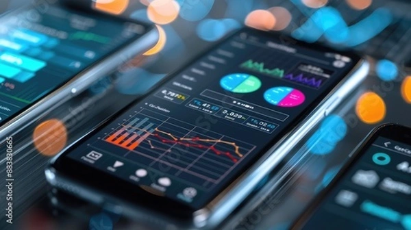 Fototapeta An AI-powered personal finance app interface showing budgeting tools and investment insights