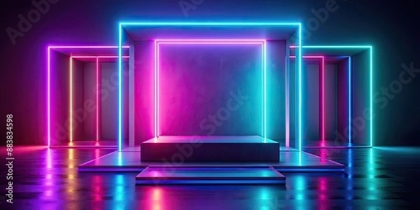 Fototapeta Abstract mockup background with neon lights for showcasing products, neon, lights, abstract, background, mockup, scene