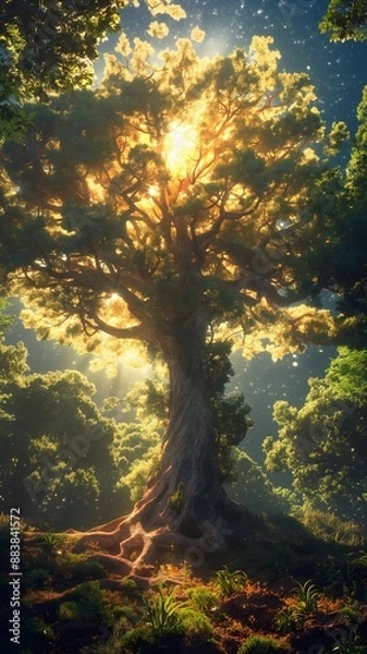 Fototapeta Biblical illustration, the Tree of Life whose fruit was eaten by Adam and Eve