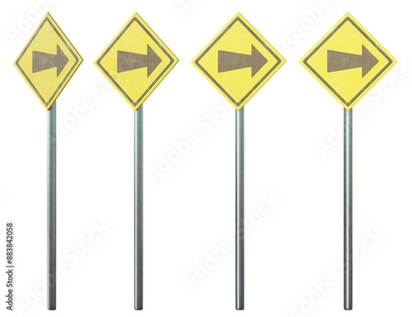 Obraz Set of 3d right arrow signs with transparent background, 3d render, PNG, right arrow sign