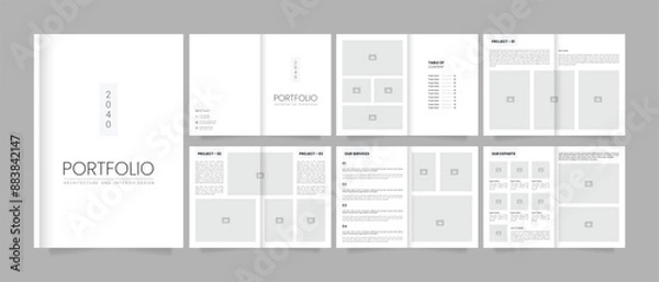 Fototapeta Real estate portfolio brochure or architecture portfolio brochure template
