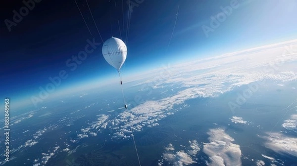 Fototapeta A high-altitude weather balloon collecting climate data in the stratosphere
