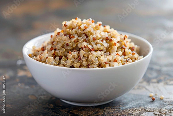 Fototapeta Cooked quinoa seeds for healthy eating. Generative AI