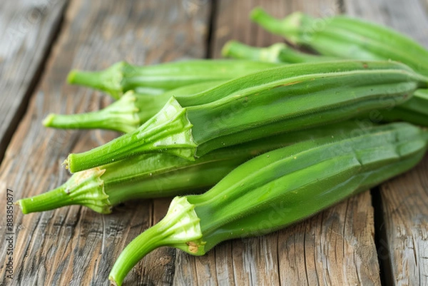 Fototapeta Okra or Lady's fingers as healthy food and being used for many cuisines. Generative AI