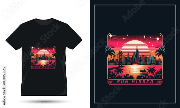 Obraz Retro sunset t shirt design