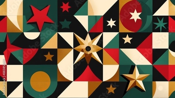 Fototapeta Abstract Geometric Pattern With Stars And Circles