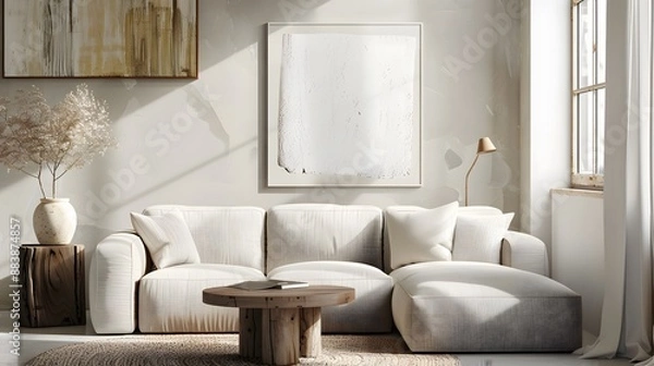 Fototapeta ベージュと白のナチュラルな部屋