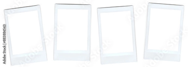Obraz Set of realistic polaroid frame photo template, instant photo frame isolated in transparent PNG.