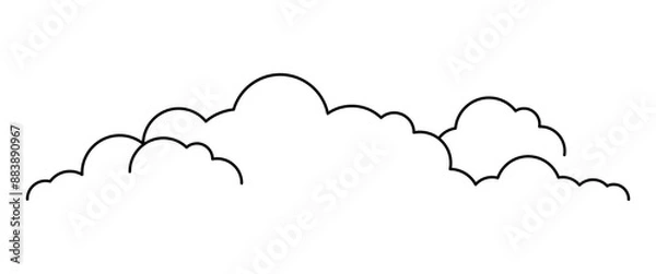 Fototapeta cloud line shape, graphic clouds outline, clouds lined, cloudy line simple