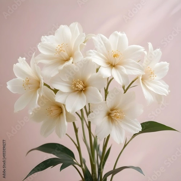 Fototapeta Refined alabaster white flowers with a serene, calming presence, showcased in a meticulously curated botanical display