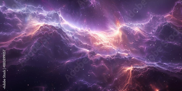 Fototapeta 宇宙に輝く星々と紫の光の背景