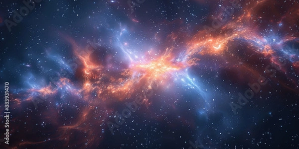 Fototapeta 宇宙に輝く星々と光の背景