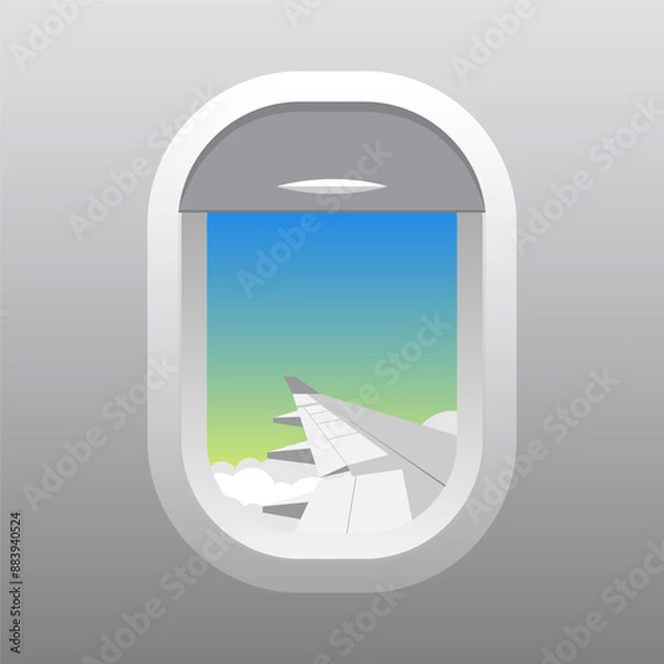 Obraz Airplane window travel illustration vector