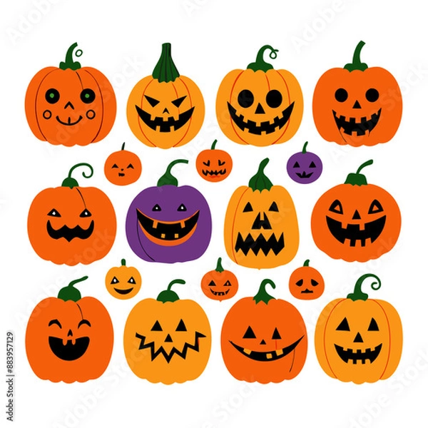 Fototapeta Pumpkin character set halloween