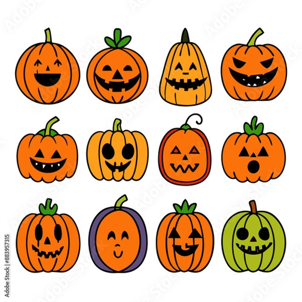 Fototapeta Pumpkin character set halloween