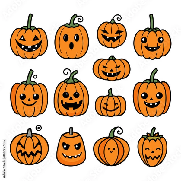 Fototapeta Pumpkin character set halloween