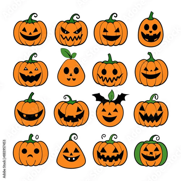 Fototapeta Pumpkin character set halloween