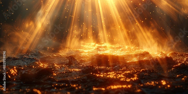 Fototapeta 放射状に広がる金色の光