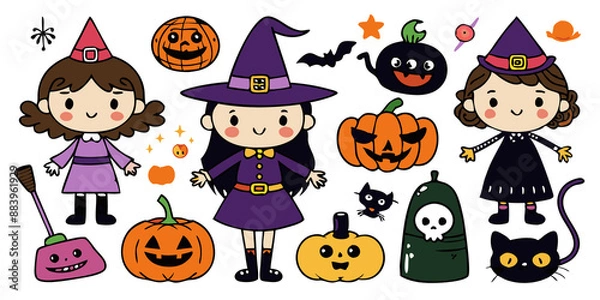 Fototapeta Halloween character costume Various ghosts are a set