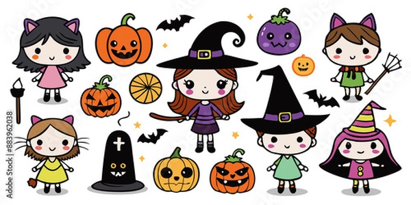 Fototapeta Halloween character costume Various ghosts are a set