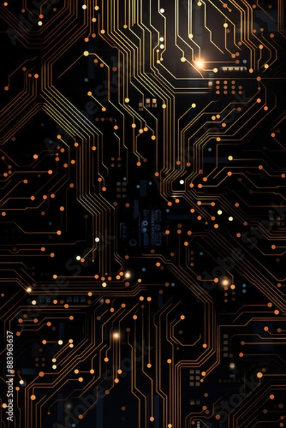 Obraz Circuit board background, Electronic computer hardware technology, Top view