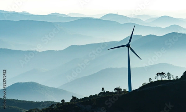 Obraz wind turbines in the mountains