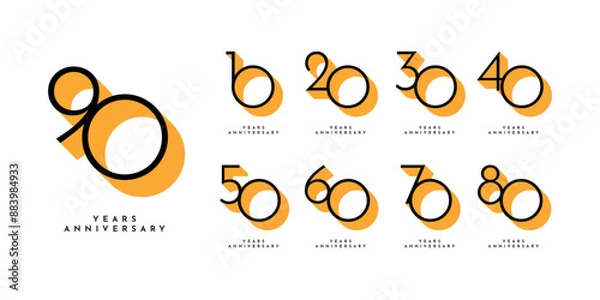 Fototapeta 10 20 30 to 90 Years Anniversary celebration illustration template design