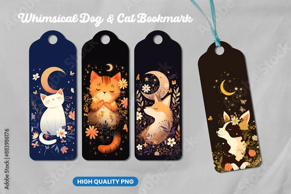 Obraz Whimsical Dog & Cat Bookmark