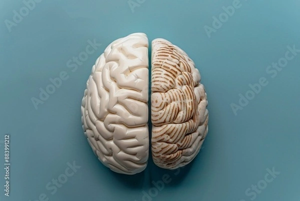 Fototapeta 
Half of the brain and fingerprint view from above. The concept of identity, unique data.