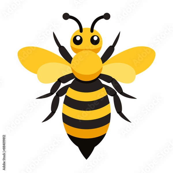 Fototapeta Honey Bee silhouettes and icons. Black flat color simple elegant white background Manatee animal vector and illustration.