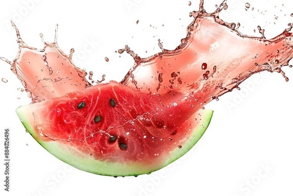 Fototapeta Watermelon juice. Fresh fruit 3d realistic vector icon
