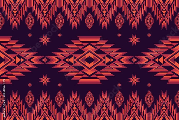 Fototapeta Sunset tribal harmony seamless pattern