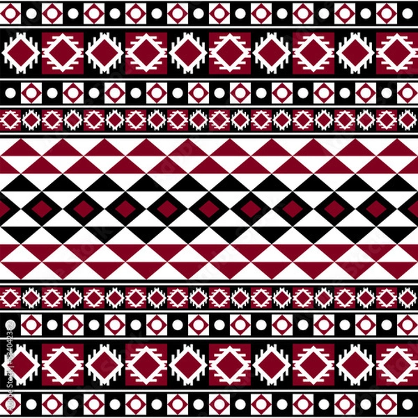 Obraz Red and black tribal harmony seamless pattern