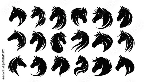 Obraz Elegant Horse Head Silhouettes Vector Collection