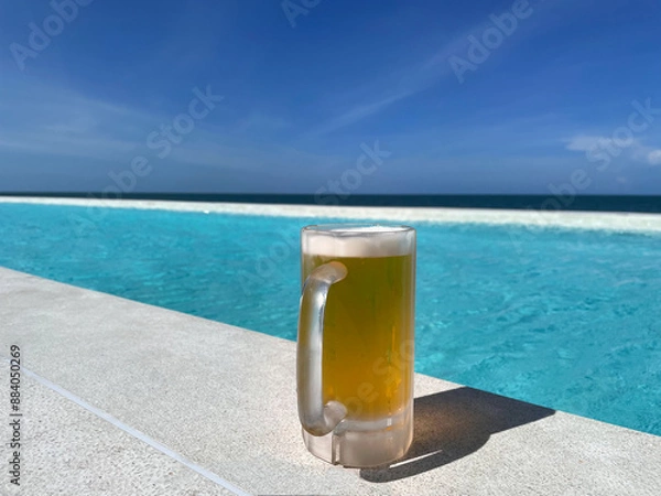 Fototapeta Beer, a Alcohol drink with a sea view.