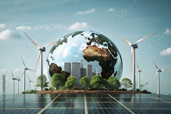 Obraz  net zero Carbon neutral concepts for net zero emissions, environmental, social and governance goals. Long-term, climate-neutral
