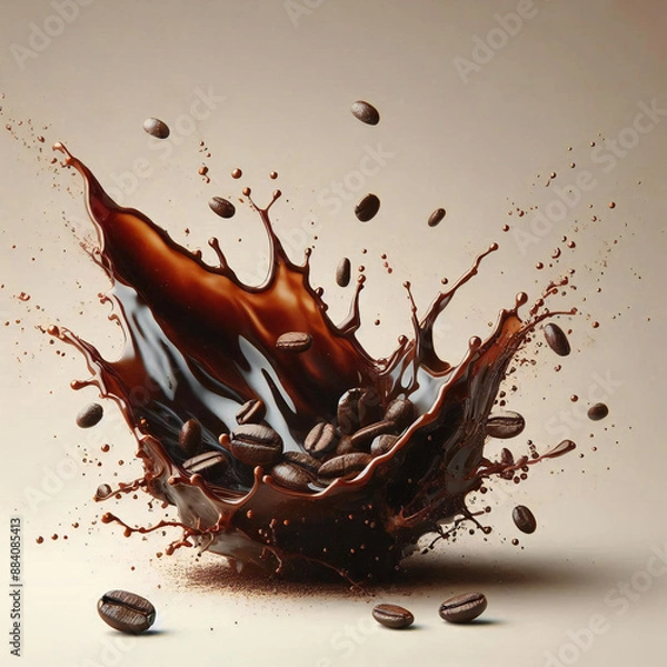 Obraz Coffee splashing on isolated background