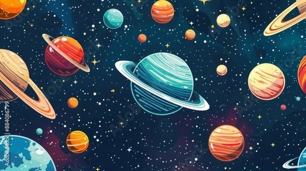Fototapeta Planets and Stars in Space Create a Vivid Cosmic Scene