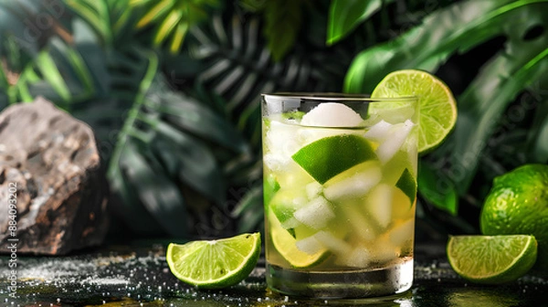 Fototapeta caipirinha with ice cubes