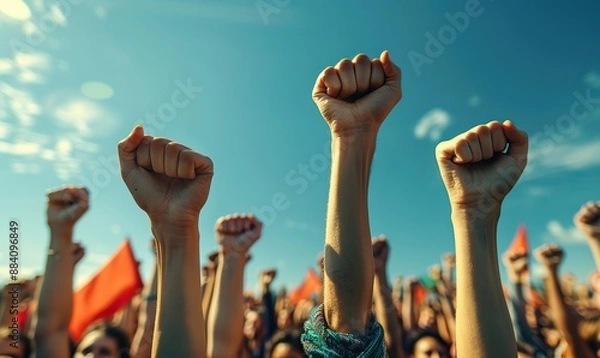 Fototapeta Revolutionaries take to the streets in protest against oppression.