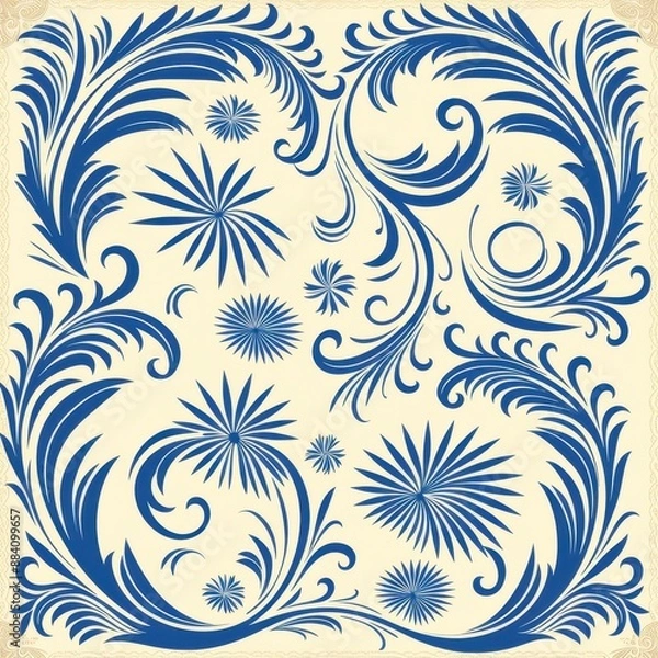 Fototapeta Vintage Hawaiian Floral Pattern