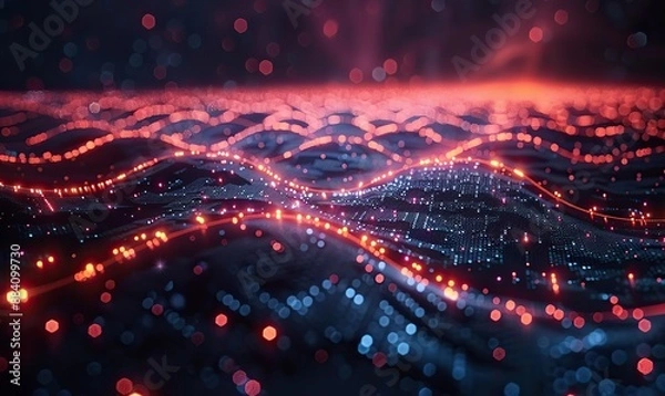 Fototapeta Futuristic networks connect abstract wires together.