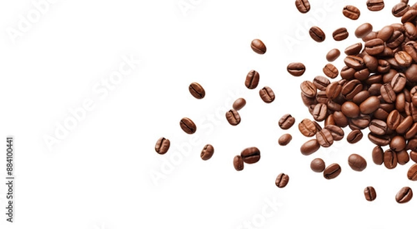 Fototapeta Coffee beans, grains isolated, transparent background copy space