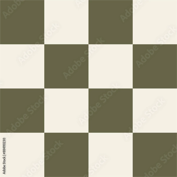 Obraz Vintage Green Army and Bone White Seamless Checkered Pattern