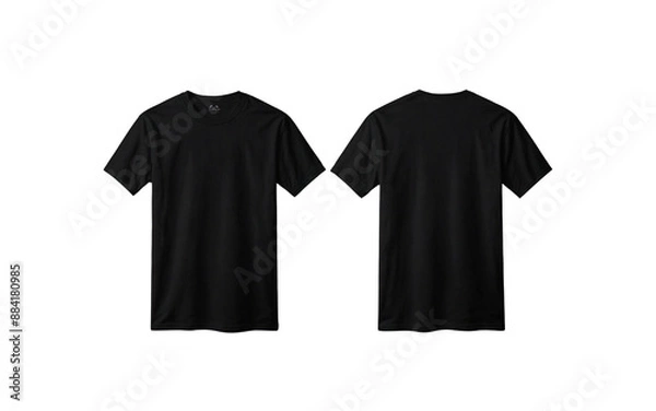 Obraz Plain black t-shirt front and back for PNG mockup