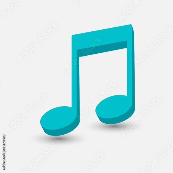 Fototapeta Music note icon in realistic style with shadow.
