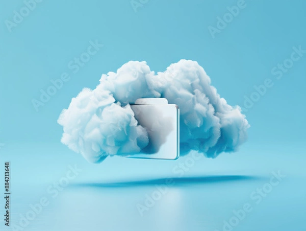Fototapeta A cloud with a folder inside, symbolizing cloud storage solutions