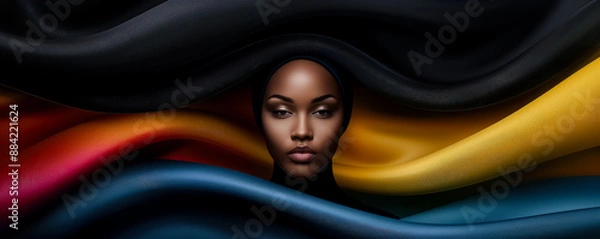 Fototapeta Artwork of Color Explosion Dynamic Movement of Fabric in an Artistic Display, Capturing the Vibrant Play of Colors and Textures in a Mesmerizing Abstract Composition Brainstorming Magazine Background