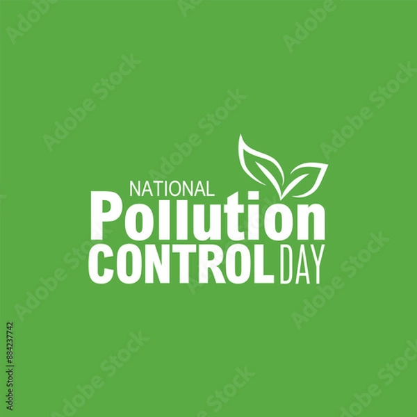 Obraz Vector illustration of National Pollution Control Day isolated Typography, Lettering, Theme, Mnemonic, Logo. 2 December, wildlife concept, environment day, World Habitat wildlife day, world day 